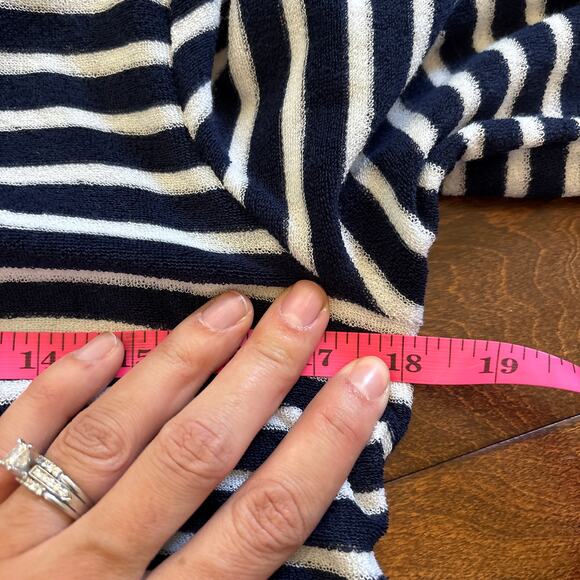 NWT‎ Lands' End Striped V-Neck Terry Hooded Swimsuit Cover Up Dress Blue XS - Picture 8 of 9